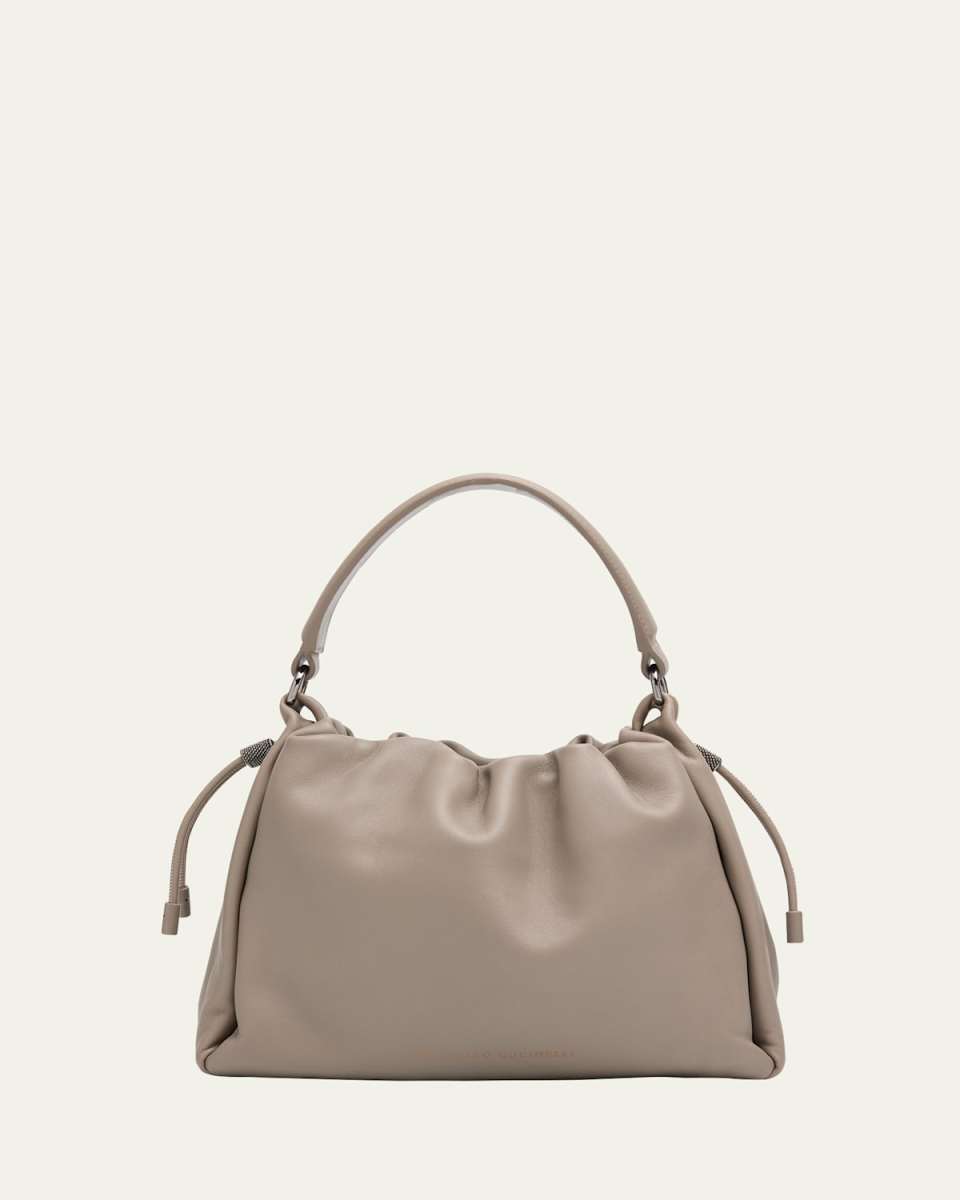 Drawstring Lambskin Crossbody Bag